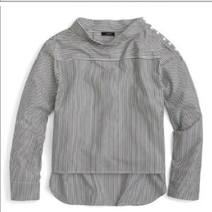 J. Crew Funnelneck Striped Blouse in Frosty Olive